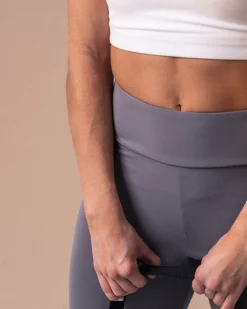 Second-Skin Slit Flare Pants Grey Sky