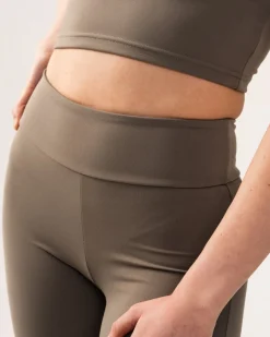 Second-Skin Slit Flare Pants Green Smokey