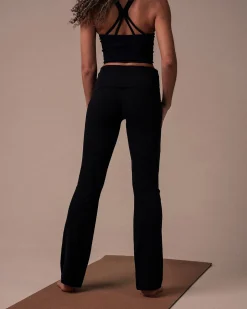 Soft Rib Foldover Pants Black
