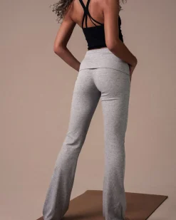 Soft Rib Foldover Pants Grey Marl