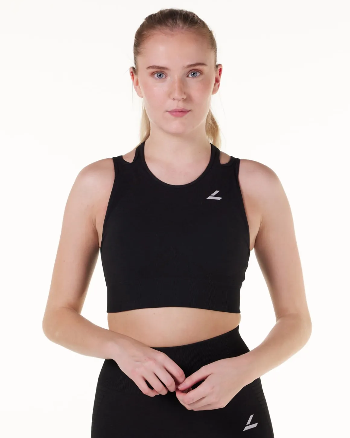 Solar Cut Out Seamless Bra Black
