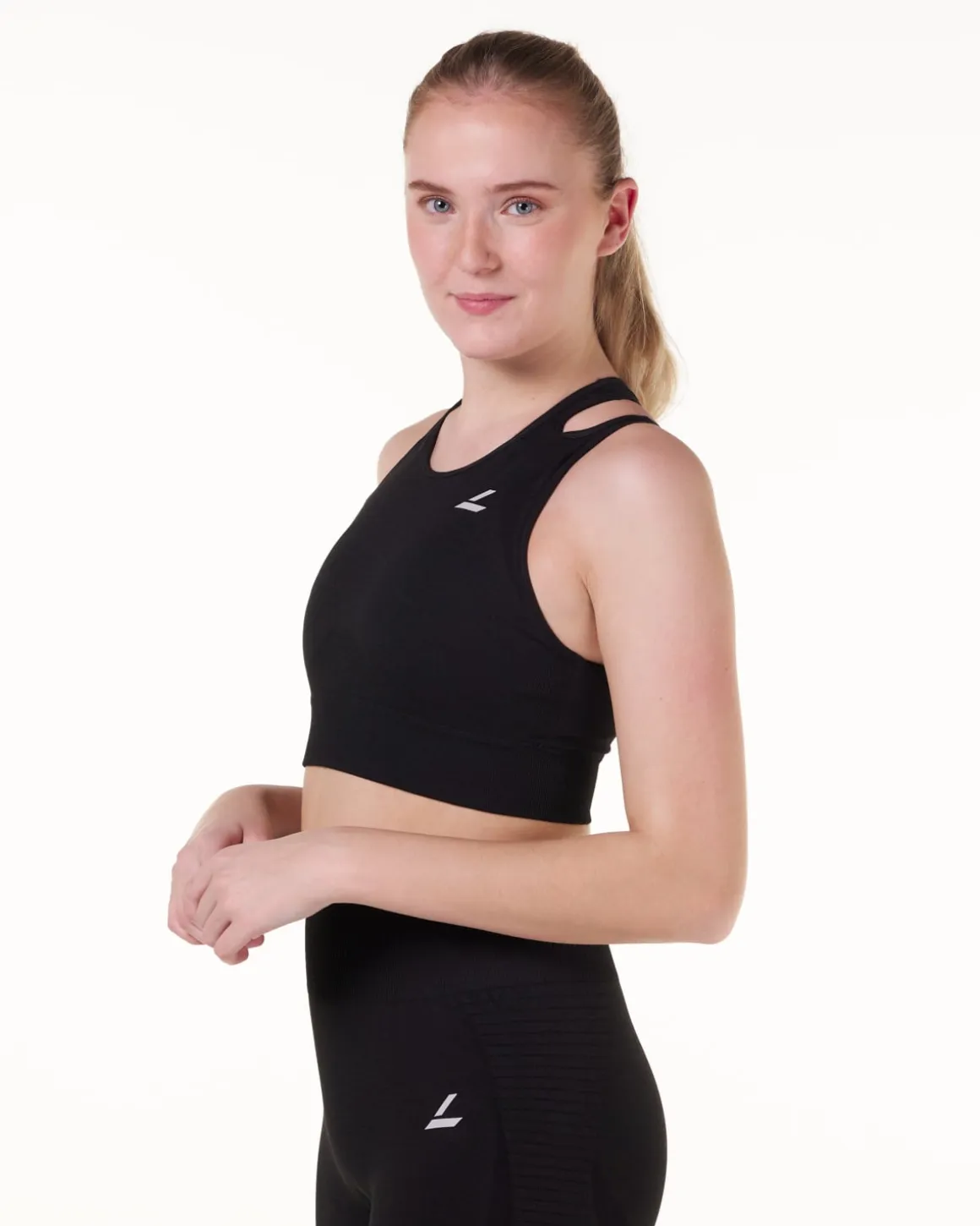 Solar Cut Out Seamless Bra Black