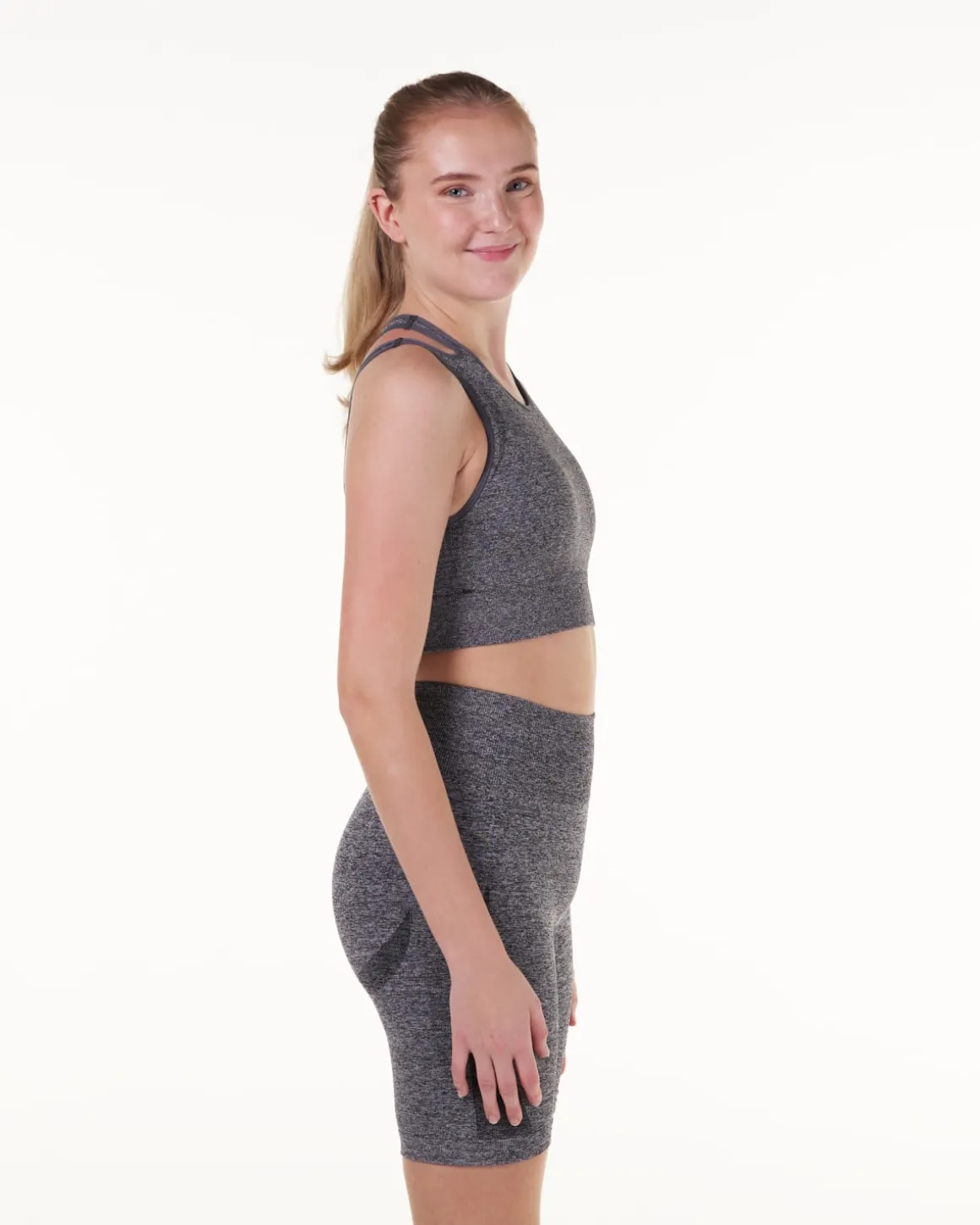 Solar Cut Out Seamless Bra Grey Marl