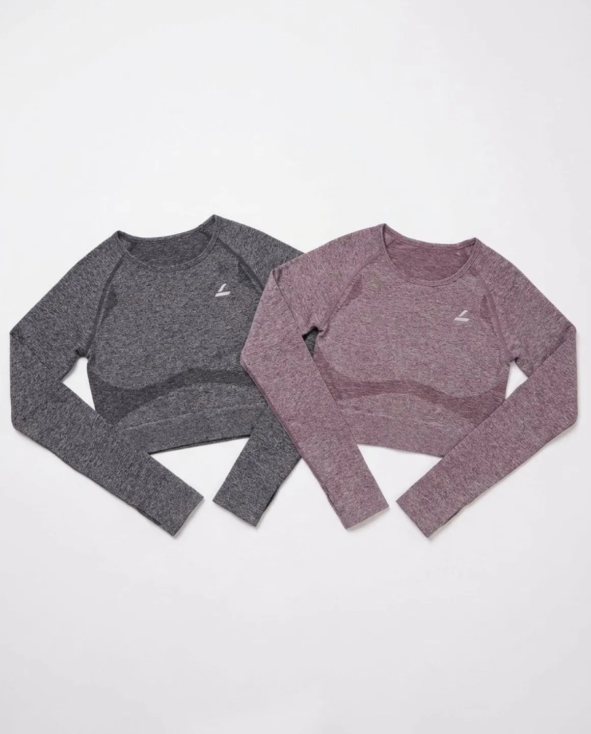 Solar Seamless Cropped LS Grey + Red 2-PACK
