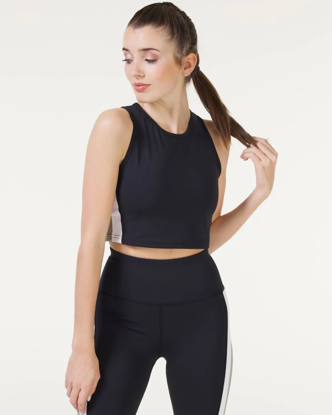 Sphere Stripe Crop Tank Black