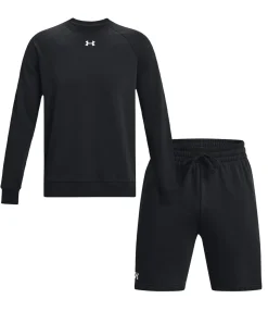 UA Rival Fleece Crew + Shorts Black SET