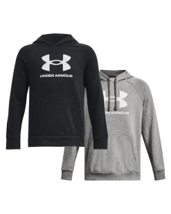 UA Rival Fleece Logo Hoodie Black/Grey 2-PACK