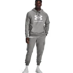 UA Rival Fleece Logo Hoodie Castlerock Light Heather