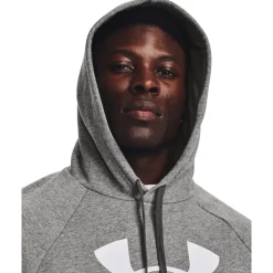 UA Rival Fleece Logo Hoodie Castlerock Light Heather