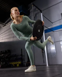 Vanish Seamless LS + Legging Silica Green SET