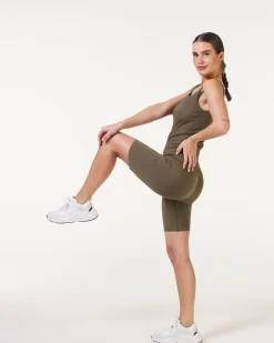 Wave Seamless Biker Shorts Green Ivy